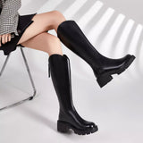 V Mouth Widened Chunky Women's Boots Tall Boots