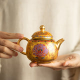 Dunhuang enamel color teapot single pot home gilt Chinese ceramic kung fu tea set small teapot Sitting pot