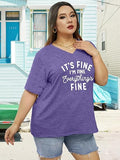 Plus Size Its Fine Shirt Women Graphic Tees Inspirational Letter Short Sleeve Summer Casual Funny Tee Tops