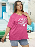 Plus Size Its Fine Shirt Women Graphic Tees Inspirational Letter Short Sleeve Summer Casual Funny Tee Tops