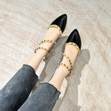 Wide and fattened large-size rivet women's shoes are suitable for wide and fat feet