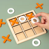 Wooden XO three-link tic-tac-toe children's thinking training early education educational entertainment leisure blocks against table games toys