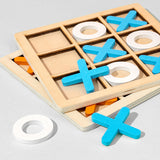 Wooden XO three-link tic-tac-toe children's thinking training early education educational entertainment leisure blocks against table games toys