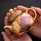 Dunhuang enamel color teapot single pot home gilt Chinese ceramic kung fu tea set small teapot Sitting pot