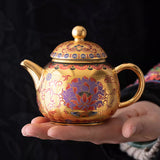 Dunhuang enamel color teapot single pot home gilt Chinese ceramic kung fu tea set small teapot Sitting pot